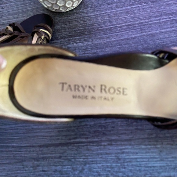 Taryn Rose Shoes Strappy Brown Gold Copper Leather Heels Womens 39 1/2
